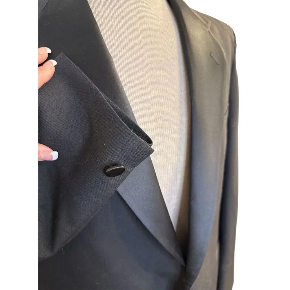 Barry Manufacturing Wool Tuxedo Jacket 42R Pants 39 Black Satin Trim Occasion Fo
